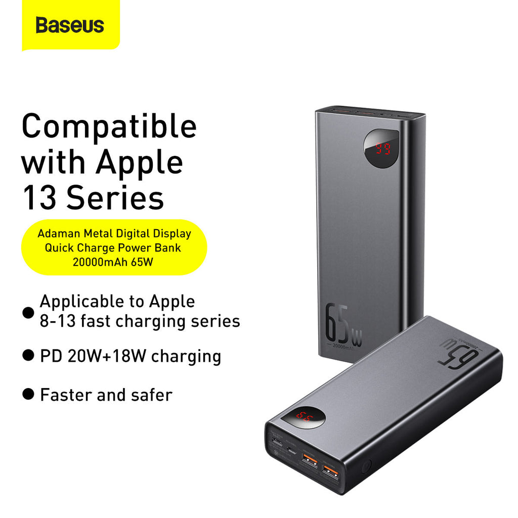 Baseus Adaman 65W Power Bank, 20,000mAh