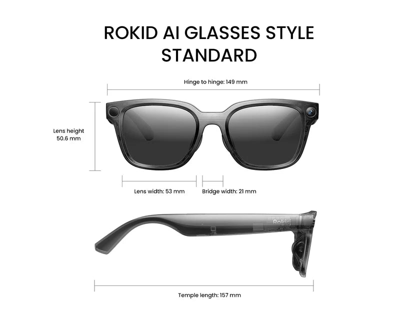Rokid AI Style Smart Glasses – 12MP Camera, 32GB