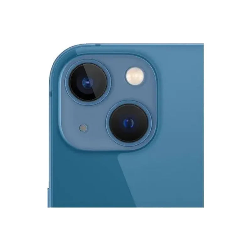Blue iPhone 13 128GB in Starlight color by Oraxxi, showing the front display and sleek design of the smartphone.