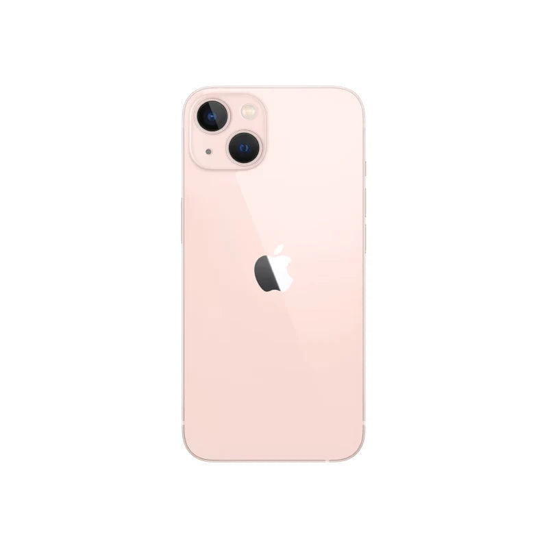 Pink iPhone 13 128GB with Starlight finish, showing the front screen and sleek design of the Oraxxi brand new smartphone.