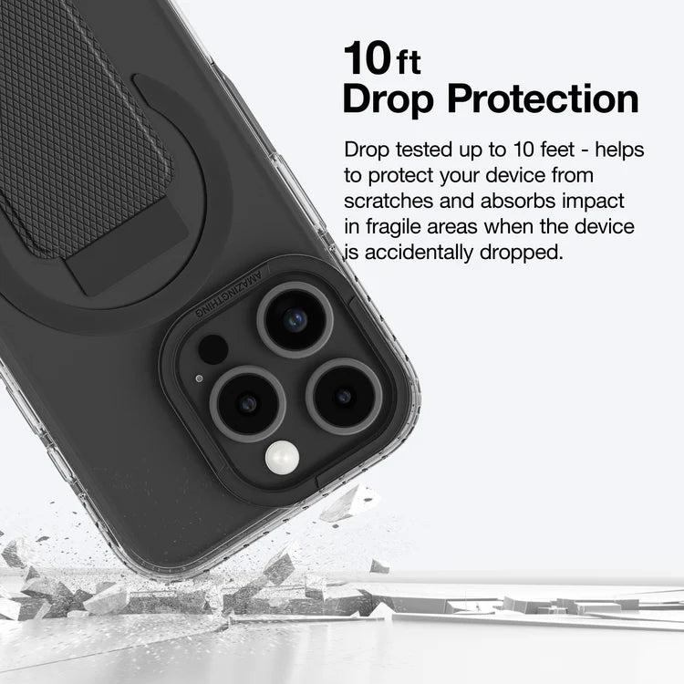 Black AmazingThing Titan Pro+ MagSafe case for iPhone 16 Pro and 16 Pro Max, showing sleek design and secure MagSafe compatibility.