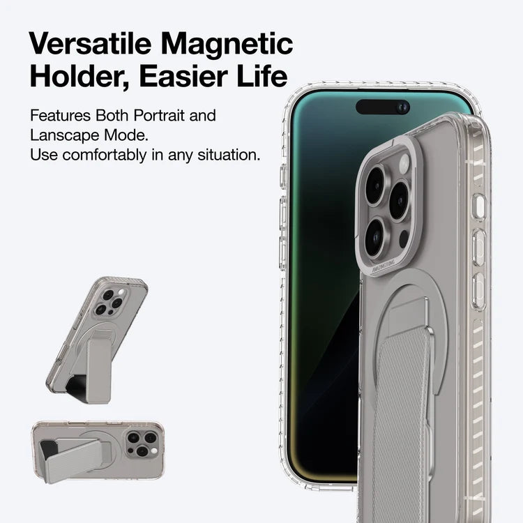 Black AmazingThing Titan Pro+ MagSafe case for iPhone 16 Pro and 16 Pro Max, durable protective phone cover with MagSafe compatibility.