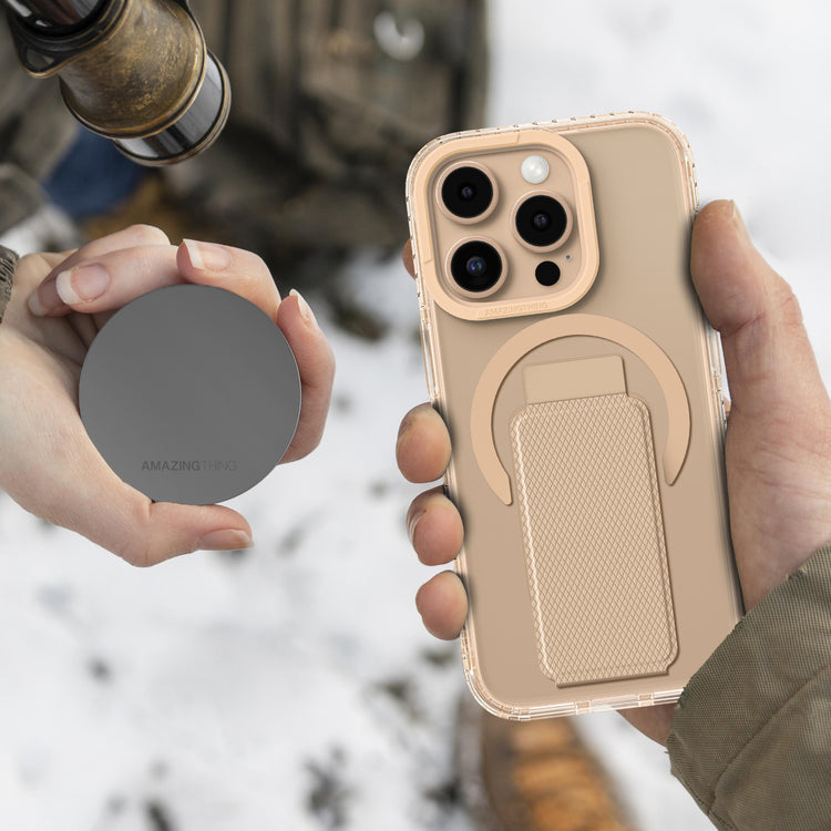 AmazingThing Titan Pro+ MagSafe case for iPhone 16 Pro and Max in black, featuring durable protection and seamless MagSafe compatibility.