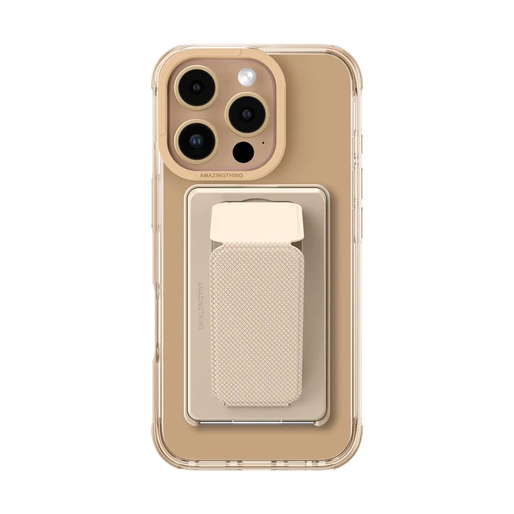 Gray AmazingThing Omni Adventure Kit iPhone 16 Pro MagSafe case shown on iPhone 16 Pro, highlighting protective design and sleek style.