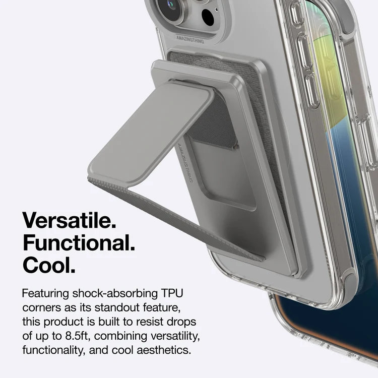 Gray AmazingThing Omni Adventure Kit iPhone 16 Pro MagSafe Case with rugged design and precise cutouts for secure fit and easy access.