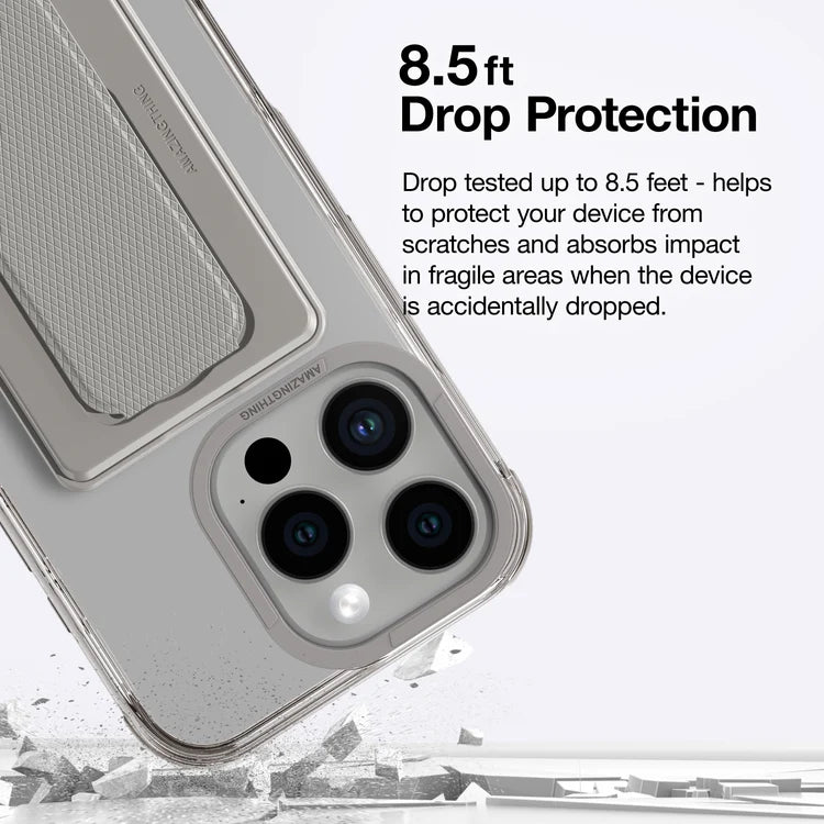 Gray AmazingThing Omni Adventure Kit iPhone 16 Pro MagSafe case showing the protective design and snug fit for iPhone 16 Pro and Max models.