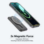 Black AmazingThing Titan Pro+ MagSafe case for iPhone 16 and 16 Plus, featuring durable protective design and precise cutouts.