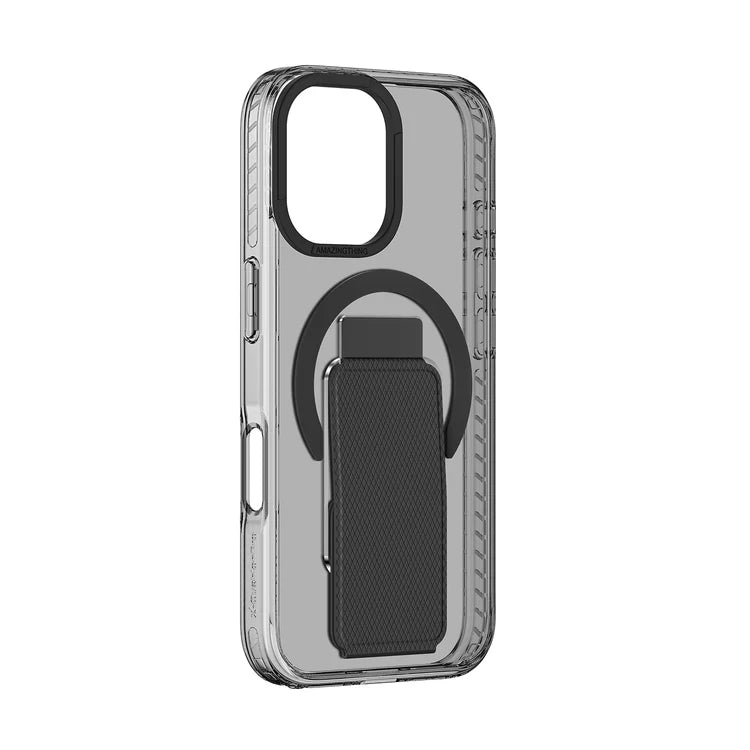 Black AmazingThing Titan Pro+ MagSafe case on iPhone 16 and 16 Plus, showing durable design and precise fit for Apple smartphones.