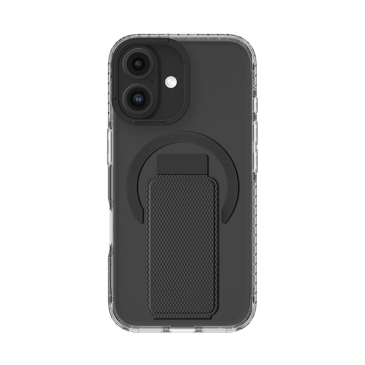 Black AmazingThing Titan Pro+ MagSafe case for iPhone 16 and 16 Plus, with precise cutouts and durable protection.