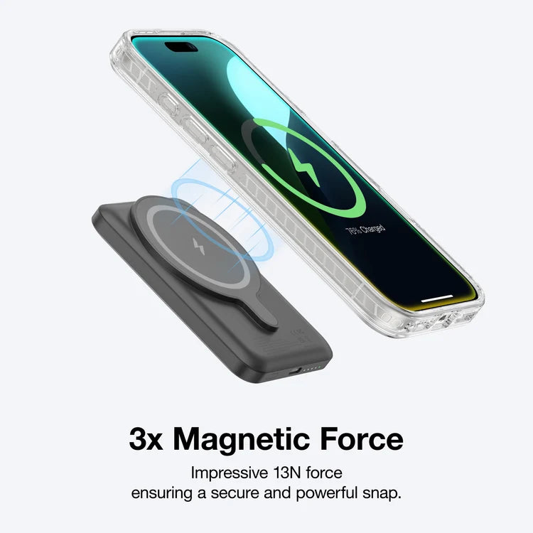 Clear AmazingThing Titan Pro Mag iPhone 16/16 Plus case showing slim design and reinforced edges for protection.