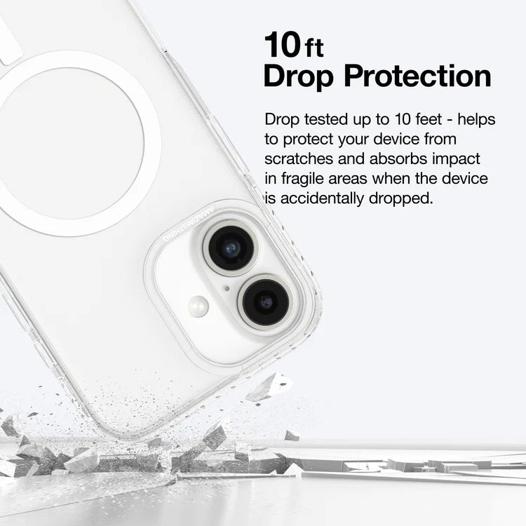 Clear AmazingThing Titan Pro Mag iPhone 16 / 16 Plus case showing slim design and reinforced edges for protection.