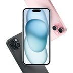 Black Apple iPhone 15 with 128GB storage, sleek design, and edge-to-edge display.