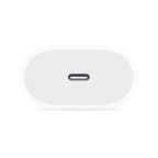 Apple 20W USB-C Power Adapter shown, compact charger with USB-C port for fast charging compatible with Apple devices.