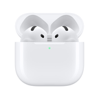Apple AirPods 4 wireless earbuds with charging case, featuring sleek design and compact size for easy portability.