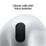 Apple AirPods 4 wireless earbuds with charging case, featuring sleek white design and in-ear fit.