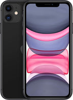 Pre-owned Apple iPhone 11 64GB in black, showing the front screen with the home button and sleek design.