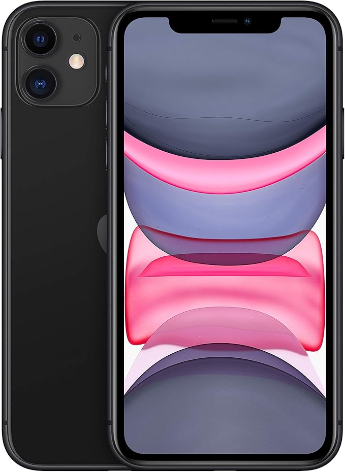 Pre-owned Apple iPhone 11 64GB in black, showing the front screen with the home button and sleek design.