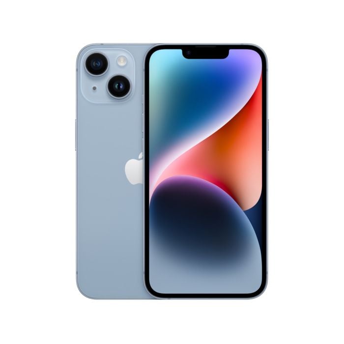 Apple iPhone 14 smartphone with sleek design, dual cameras, and vibrant display in a close-up view