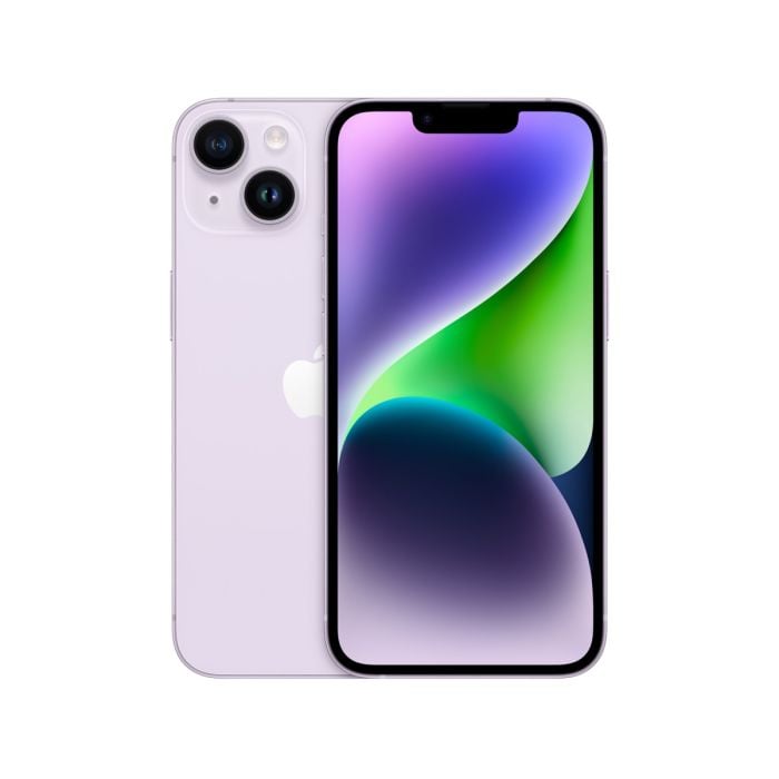 Apple iPhone 14 smartphone with sleek design, large display, and dual-camera system in various colors.