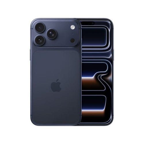 Apple iPhone 17 Pro Max 256GB Deep Blue smartphone showcasing the sleek front and back design with a vibrant blue finish.
