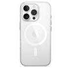 Clear Apple iPhone 16 Pro MagSafe case showing transparent design and snug fit for the phone's rear and edges.