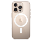 Clear Apple iPhone 16 Pro MagSafe case showing the transparent design and precise cutouts for buttons and camera.