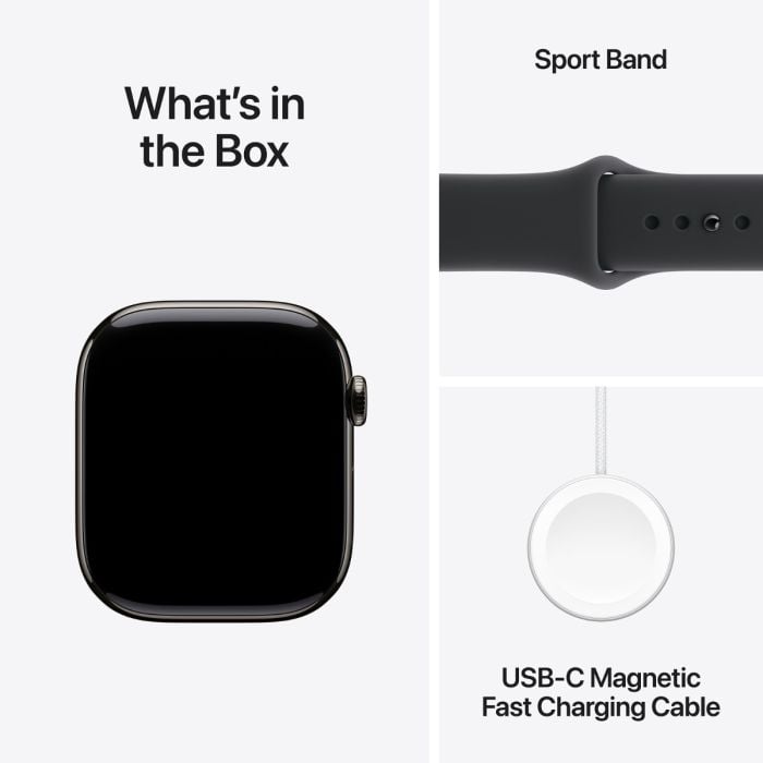 Apple Watch Series 11 Slate Titanium Case with Black Sport Band - Oraxxi