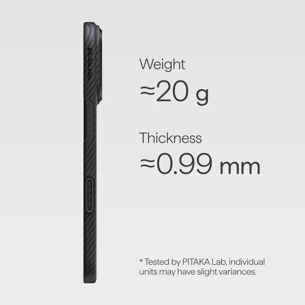 PITAKA Edge MagSafe Case | iPhone 17 Pro | Black/Grey