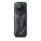 Insta360 X5 Standard Bundle 8K 360 action camera capturing panoramic footage, with accessories for immersive outdoor filming.