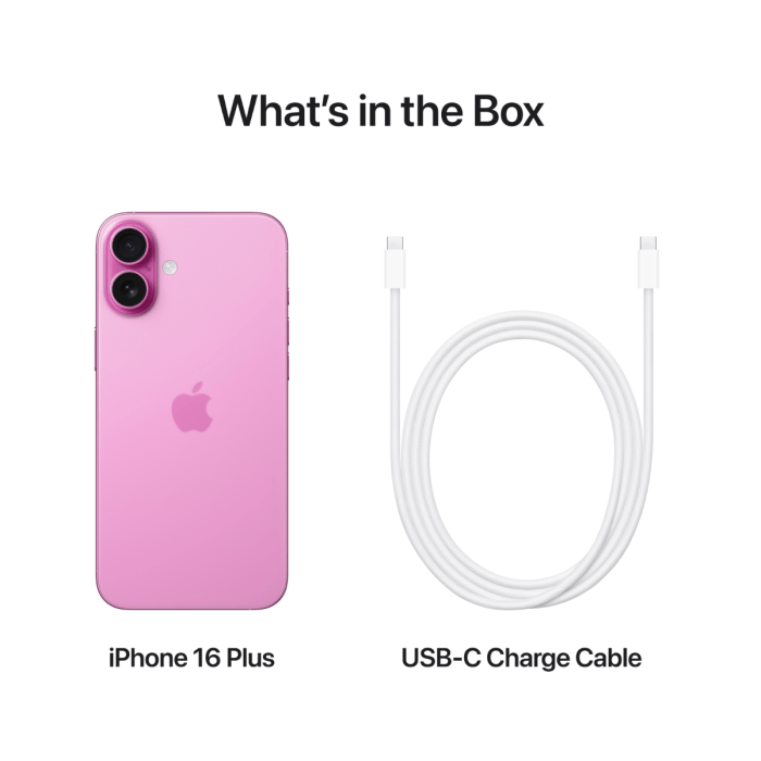 Silver Oraxxi iPhone 16 Plus with 128GB storage, showing front and back views of the smartphone.