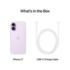 Purple Oraxxi iPhone 17 with 256GB storage, sleek design and modern display, shown from a side angle.
