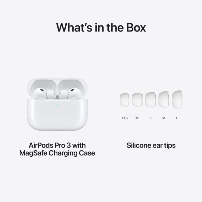 Wireless Apple AirPods Pro 3 earbuds with charging case, branded Oraxxi, shown from a front view with open case and earbuds inside.