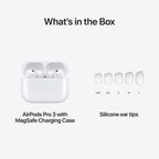 Wireless Apple AirPods Pro 3 earbuds with charging case, branded Oraxxi, shown from a front view with open case and earbuds inside.