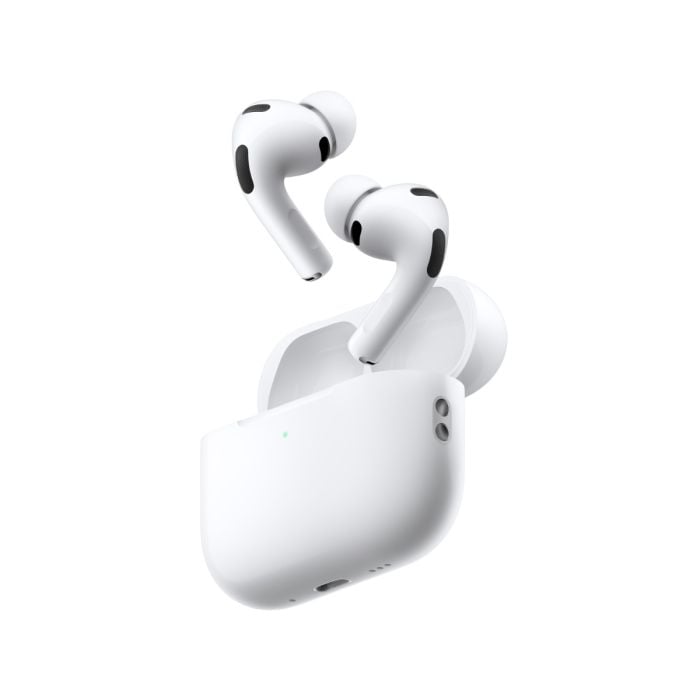 Wireless Apple AirPods Pro 3 earbuds by Oraxxi with active noise cancellation and customizable silicone tips.