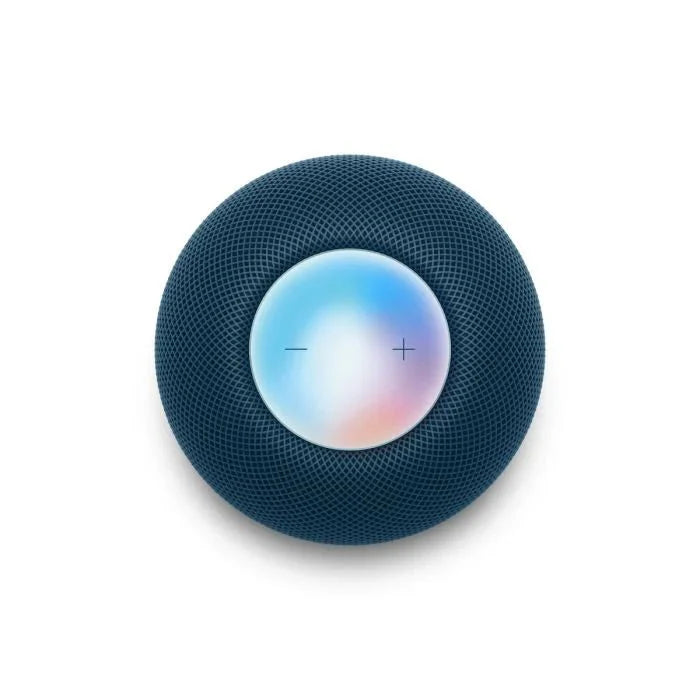 Blue Apple HomePod mini smart speaker by Oraxxi with a sleek, compact design and touch surface for easy control.