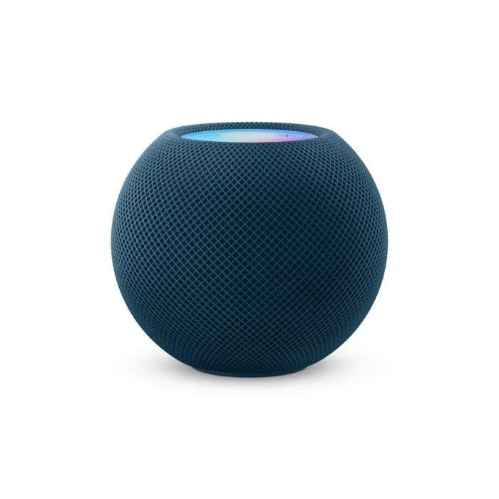 Blue Apple HomePod mini smart speaker by Oraxxi, compact wireless speaker with touch controls and sleek design.