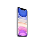 Purple Apple iPhone 11 with 64GB storage, featuring sleek design and dual-camera system, displayed in a natural pose.