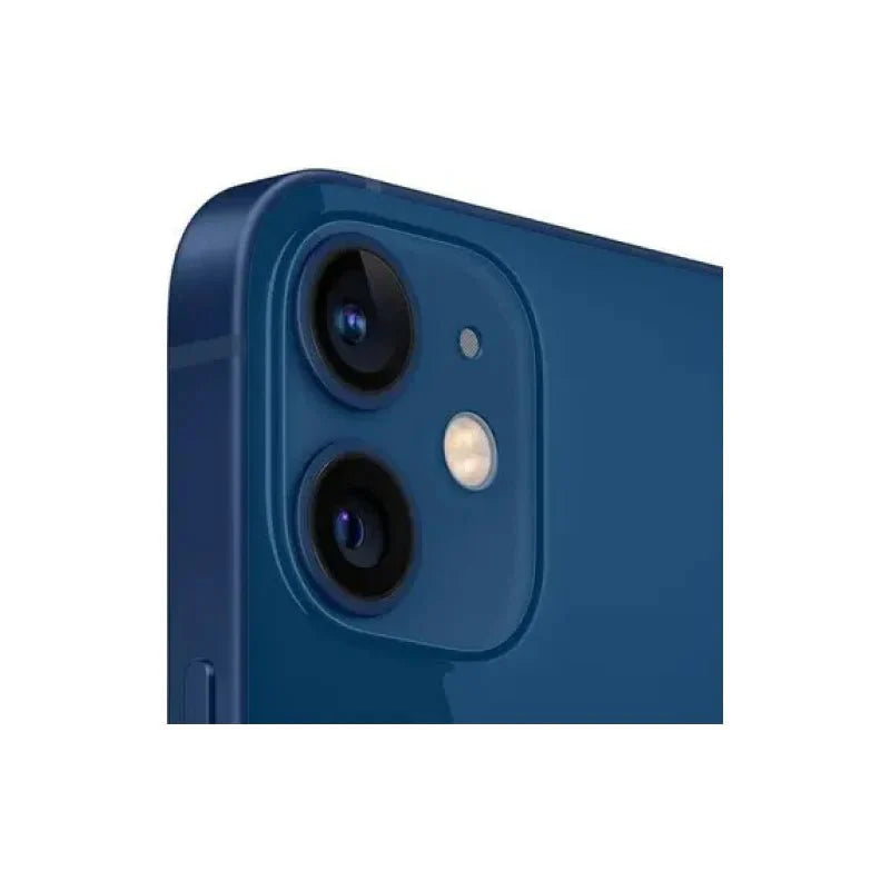 Pre-owned Apple iPhone 12 with 64GB storage in blue, featuring a sleek design and screen display.