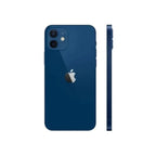 Pre-owned Apple iPhone 12 with 64GB storage in blue, showing the front screen with app icons and sleek design.