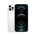 Pre-owned Apple iPhone 12 Pro 128GB Silver from Oraxxi, showing the front screen and sleek silver design.