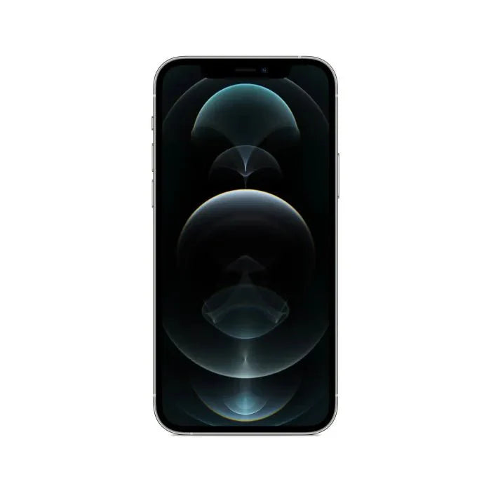 Pre-owned Apple iPhone 12 Pro 128GB in silver, showing front and back views with sleek design and premium finish.