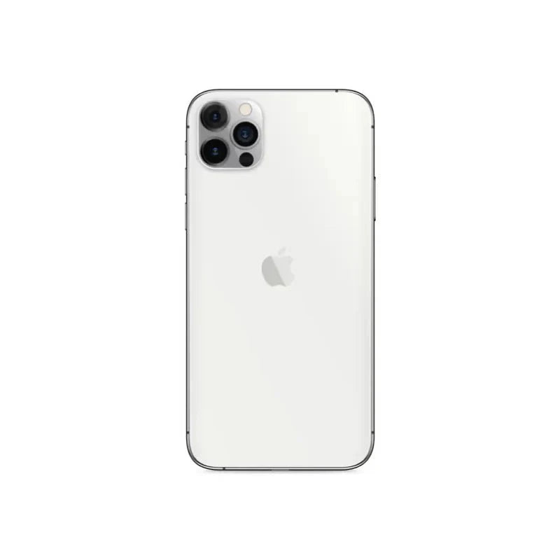 Pre-owned Apple iPhone 12 Pro 128GB in silver, showing front and back views, with a sleek design and polished finish.
