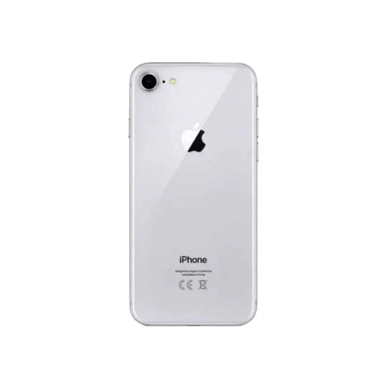 Pre-owned Apple iPhone 8 in silver with 64GB storage, A Grade condition, displayed on a plain background.