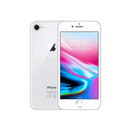 Pre-owned Apple iPhone 8 64GB in silver, showing the front and back of the Oraxxi A Grade smartphone.