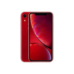 Pre-owned Apple iPhone XR 64GB in red, showing front and back views, with a sleek design and vibrant color.