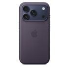 Black Apple Silicone Case with MagSafe for iPhone 17 Pro by Oraxxi, showing the snug fit and smooth silicone surface.