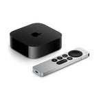 Apple TV 4K 3rd Gen Wi-Fi streaming device with 64GB storage, featuring sleek design and remote control.