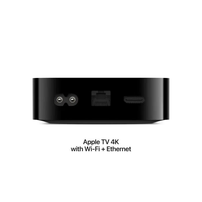 Oraxxi Apple TV 4K 3rd Gen Wi-Fi with 64GB storage, showing sleek black streaming device on a modern TV setup.