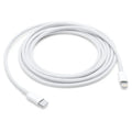 Apple USB-C to Lightning Cable by Oraxxi, 1 meter long, shown connected to devices for fast charging and data transfer.