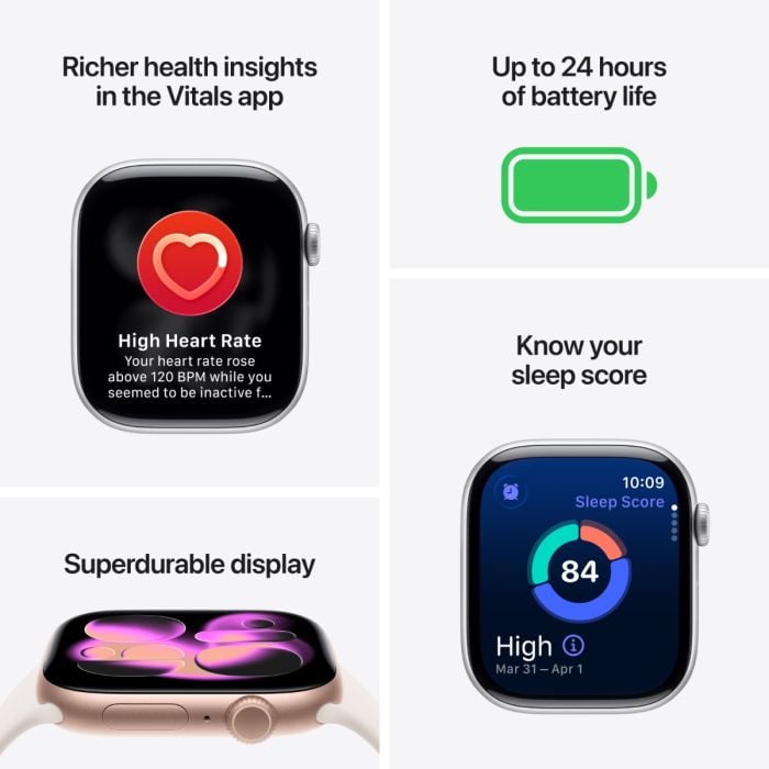 Apple Watch Series 11 with Jet Black aluminum case and black sport band, displayed on a white background.
